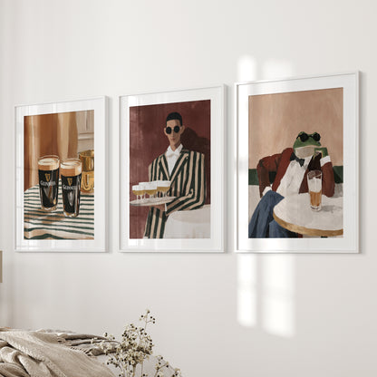 Bar Wall Art Set of 3. Whimsical Eclectic Kitchen Decor