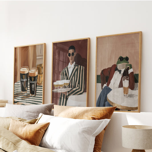 Bar Wall Art Set of 3. Whimsical Eclectic Kitchen Decor