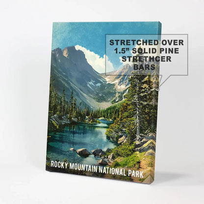 Rocky Mountain National Park landscape large wall art print on wrapped canvas, a bold focal that spans wide walls with sweeping peaks and pines.