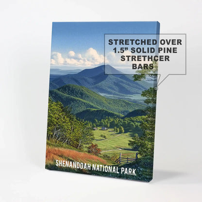 A wrapped-canvas wall print of green hardwood forests stretches wide with gallery edges, offering a ready-to-hang woodland view.