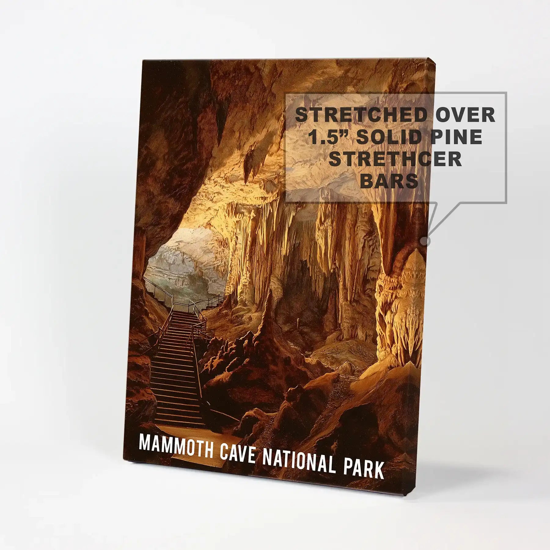 Stalactites and stalagmites wall decor rendered as a wrapped canvas print brings a sculptural cave silhouette to the space, ready to hang with a clean edge.