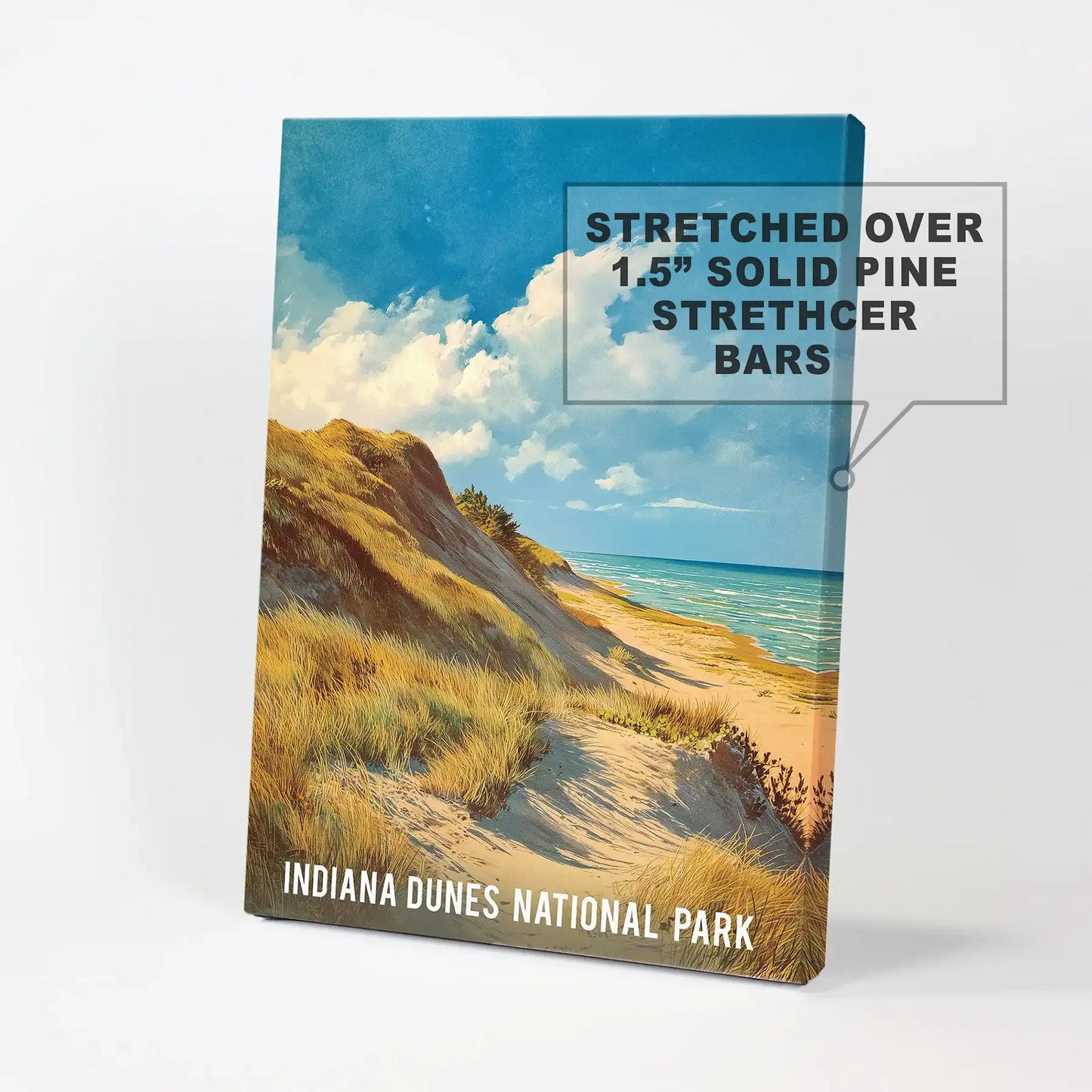 Blue and yellow coastal scene single panel wall art on a gallery-wrapped canvas, ready to anchor a breezy feature wall with sun-washed tones.