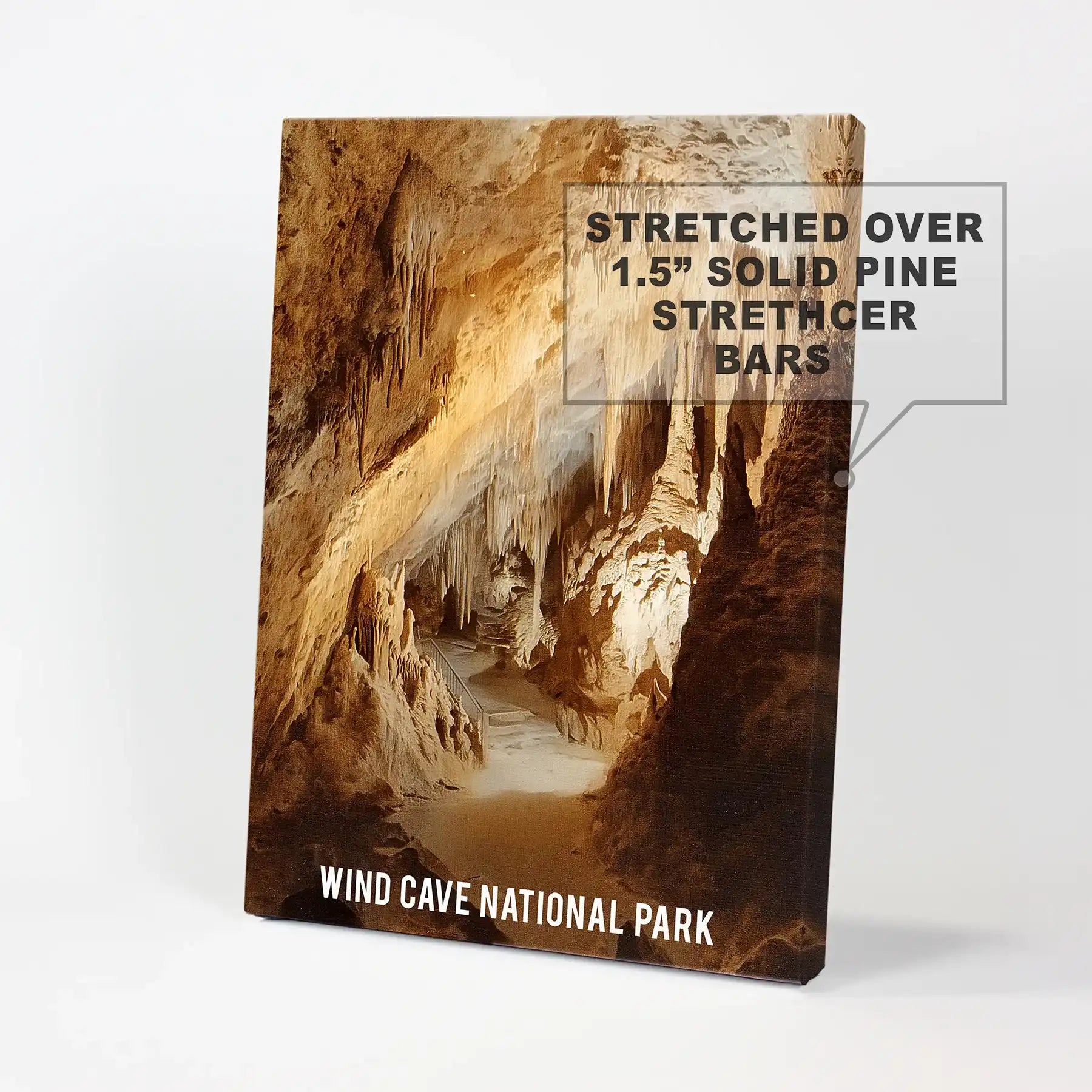 Underground cavern landscape wall decor print in a gallery-wrapped canvas adds a dramatic national park accent to any space.
