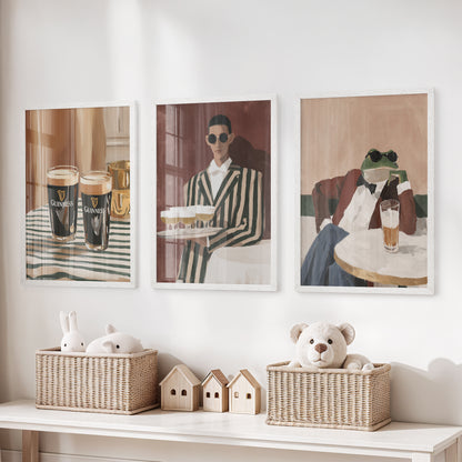 Bar Wall Art Set of 3. Whimsical Eclectic Kitchen Decor