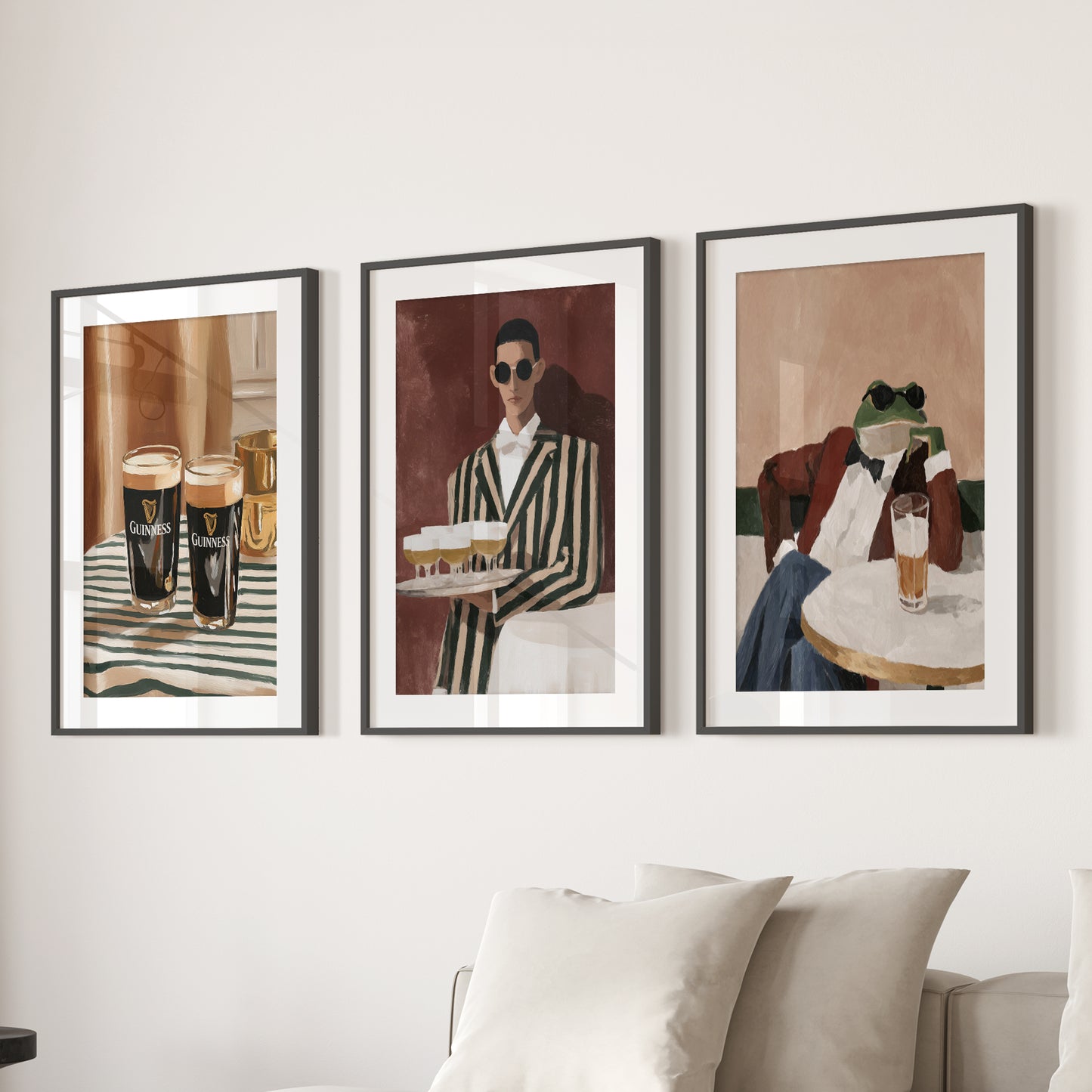 Bar Wall Art Set of 3. Whimsical Eclectic Kitchen Decor
