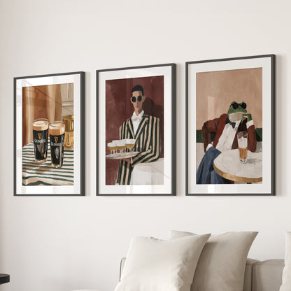 Bar Wall Art Set of 3. Whimsical Eclectic Kitchen Decor