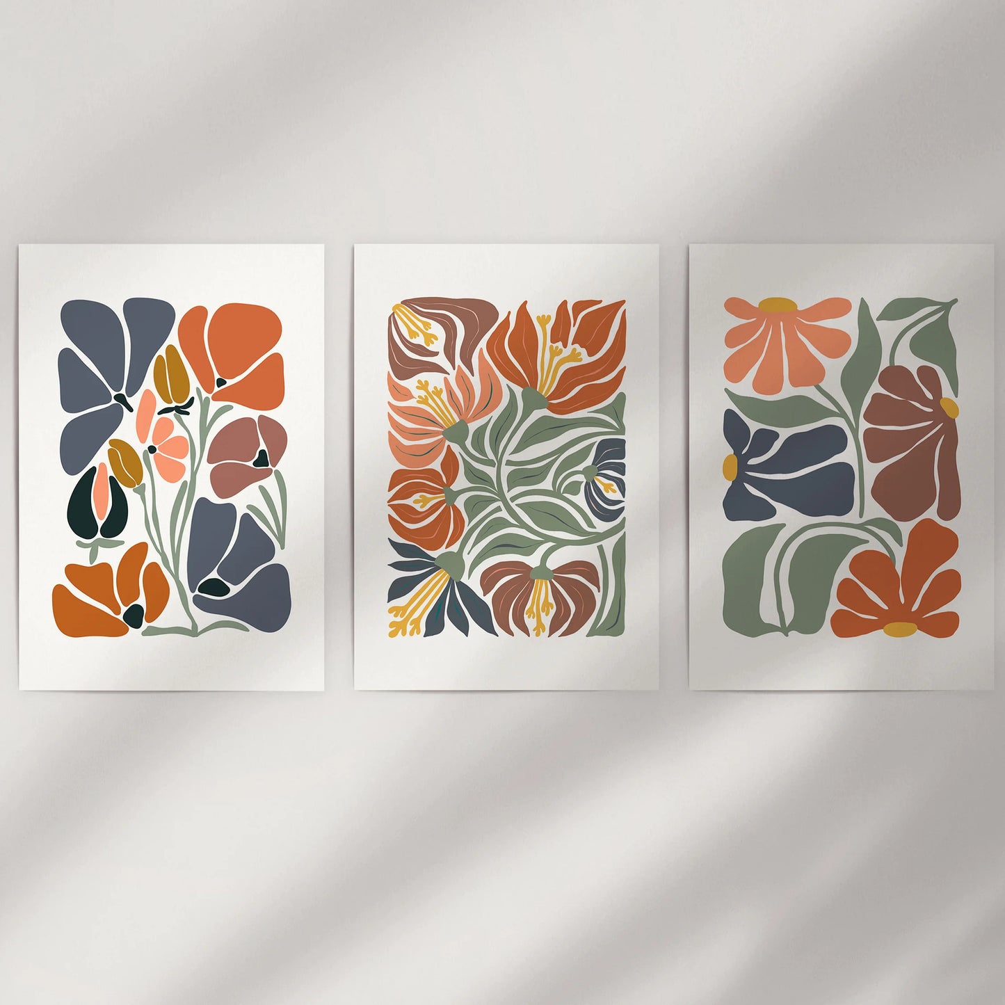 Y2K-style flower illustrations, a 3-piece poster series delivered as rolled prints, pop crisply on a blank wall for an easy, playful art moment.