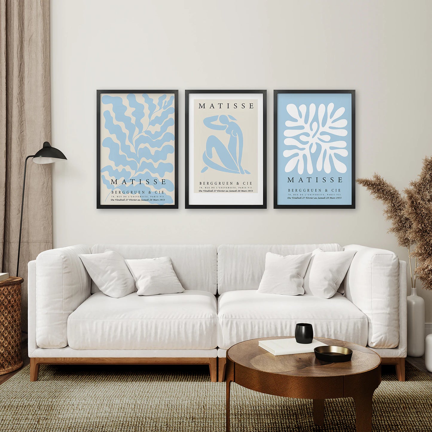 Set of 3 Blue and Beige Henri Matisse Prints