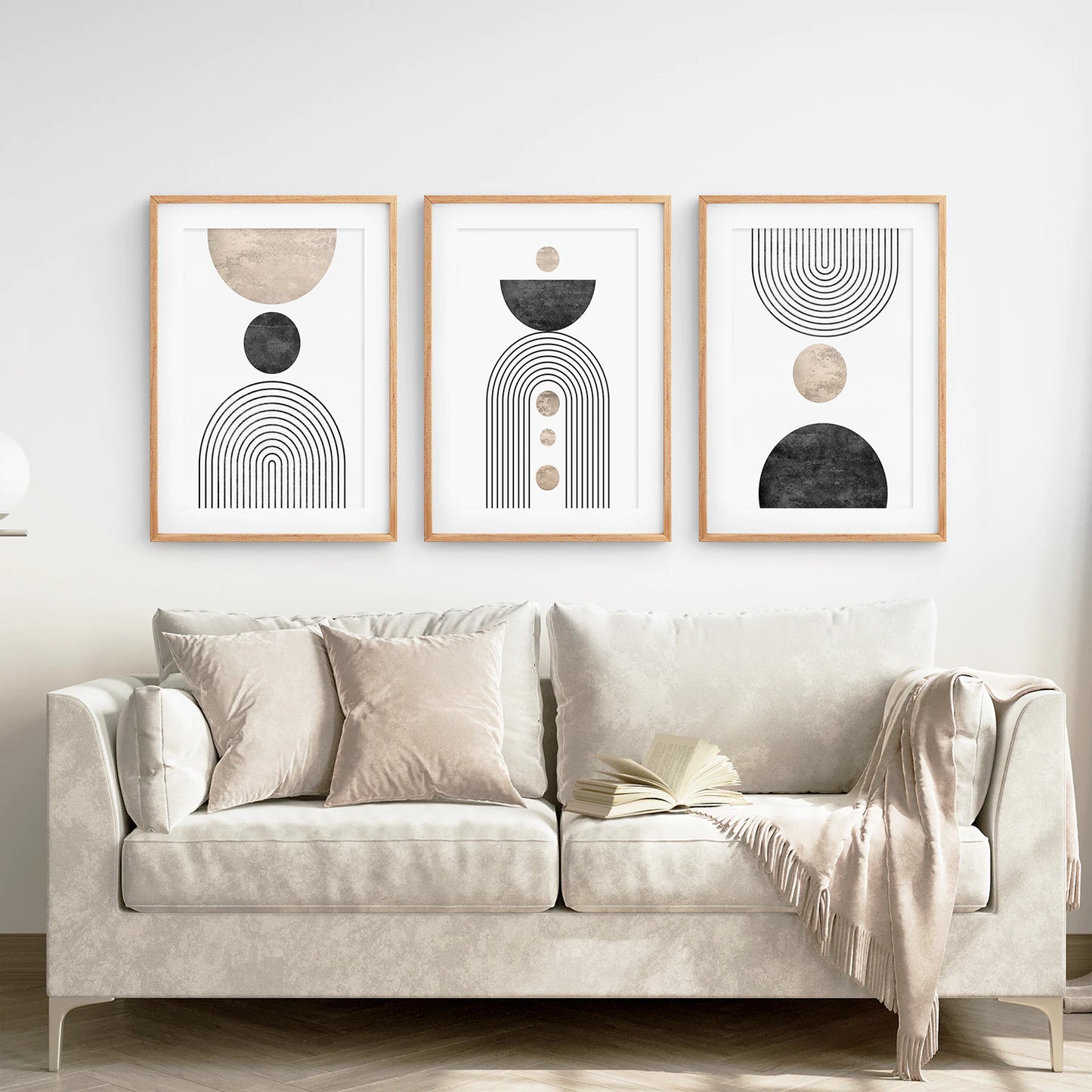 Minimalist Wall Art Set - Modern Art Prints of Black Rainbow