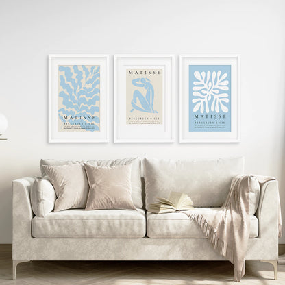 Set of 3 Blue and Beige Henri Matisse Prints