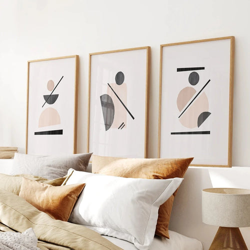 Mid Century Modern Art Set 3 Piece Geometric Abstract Prints