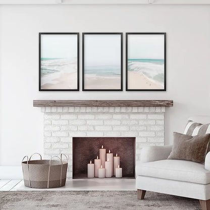 Minimalist Neutral Ocean Beach Wall Art Set of 3 Pieces