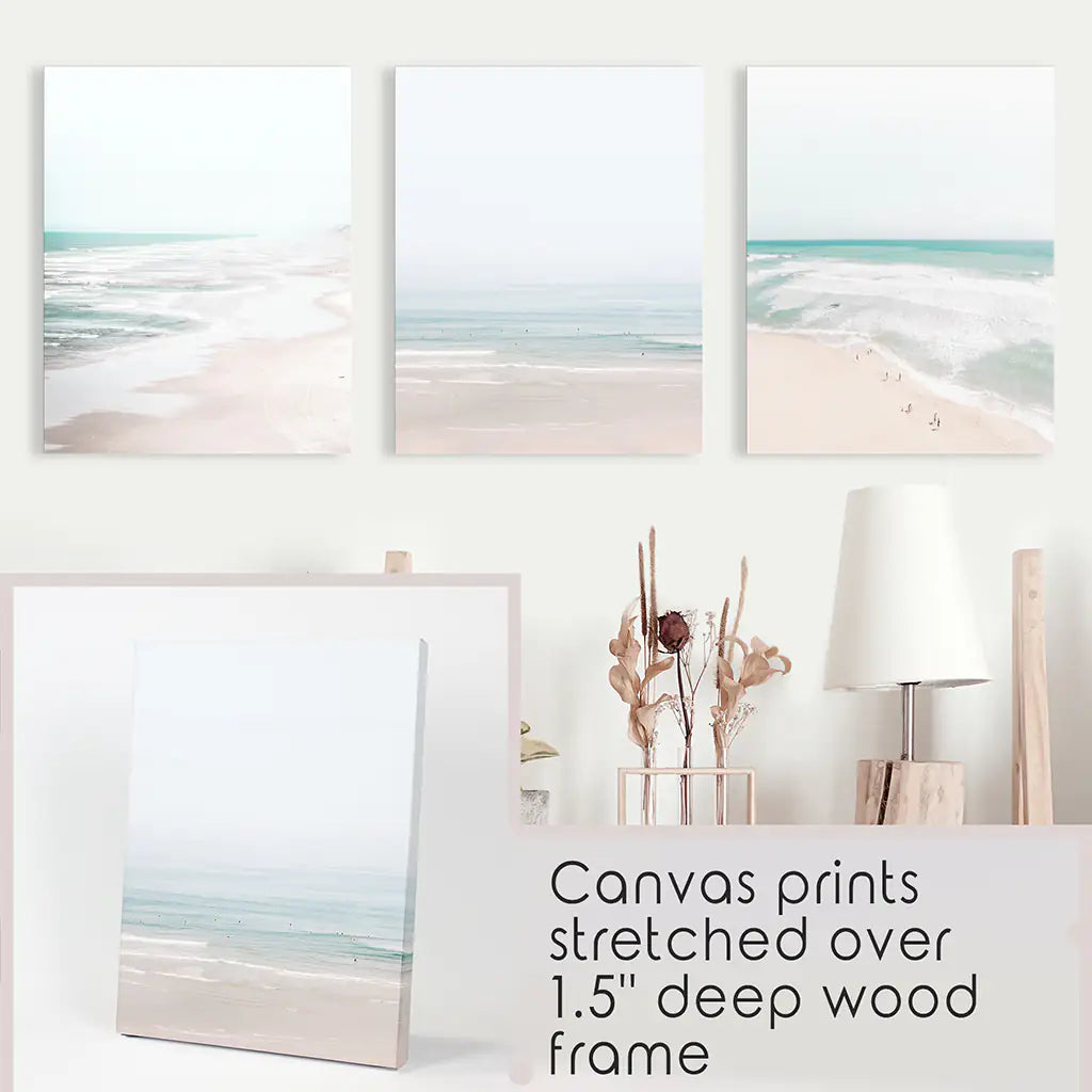 Minimalist Neutral Ocean Beach Wall Art Set of 3 Pieces