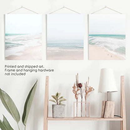 Minimalist Neutral Ocean Beach Wall Art Set of 3 Pieces