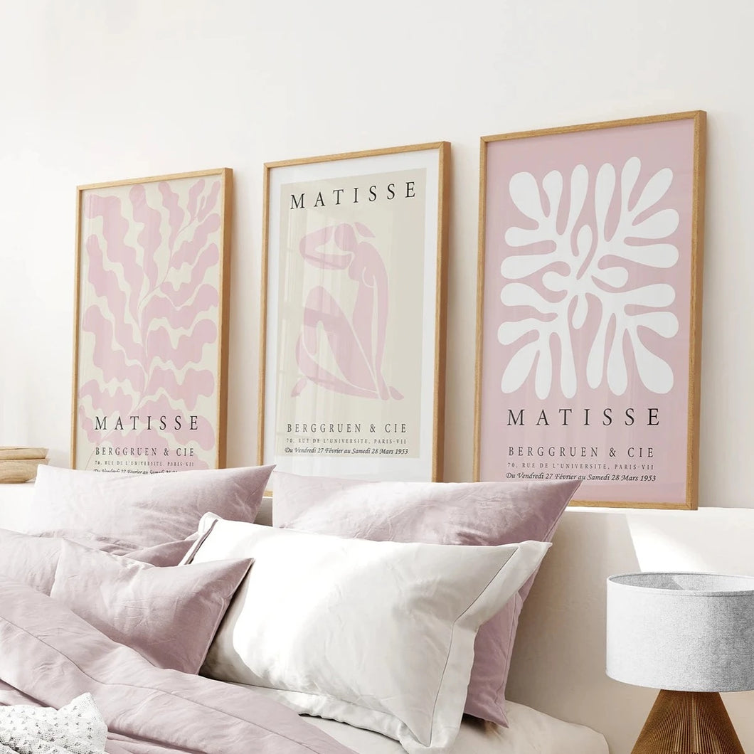 3 Piece Blush Pink Matisse Wall Art Set