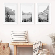Load image into Gallery viewer, Glacier US National Park Set of 3 - White Frames with Mat
