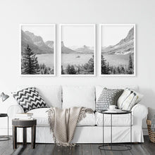 Load image into Gallery viewer, Glacier US National Park Set of 3 - White Frames

