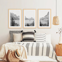 Load image into Gallery viewer, Glacier US National Park Set of 3 - Wood Frames with Mat
