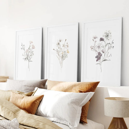 3 Piece Watercolor Floral Wall Art Set