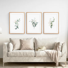 Load image into Gallery viewer, Gold &amp; Green Eucalyptus Wall Art Set of 3

