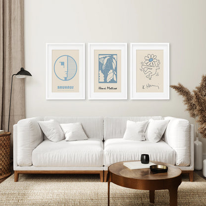 Set of 3 Bauhaus & Matisse Prints. Dancing Flower, Abstract