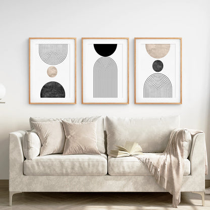 Neutral Mid-Century Modern Wall Art | Set of 3