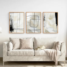 Load image into Gallery viewer, Black and Beige Minimalist Set of 3 Pieces. Nordic Abstract Style. Thinwood Frame. Living Room
