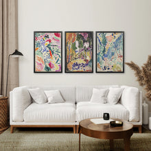 Load image into Gallery viewer, Japanese Garden Set of 3 Posters. Abstract Eclectic Art. Black Frame. Living Room

