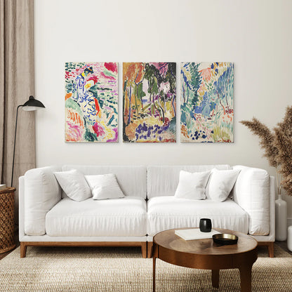 Japanese Garden Set of 3 Posters. Abstract Eclectic Art. Canvas Print. Living Room