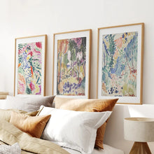 Load image into Gallery viewer, Japanese Garden Set of 3 Posters. Abstract Eclectic Art. Thinwood Frame with Mat. Bedroom
