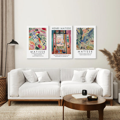 Vintage Henri Matisse Set of 3 Prints. Abstract Landscape. Canvas Print. Living Room