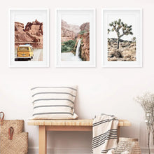 Load image into Gallery viewer, 3 Piece Arizona Travel Wall Art. Joshua Tree, Bus, Waterfall
