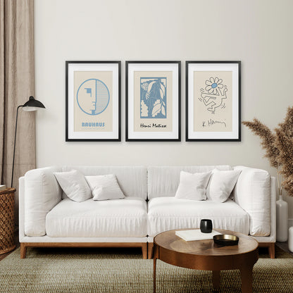 Set of 3 Bauhaus & Matisse Prints. Dancing Flower, Abstract