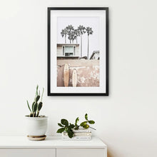 Load image into Gallery viewer, California Coastal Lifestyle Print. Summer Beach. Black Frame with Mat
