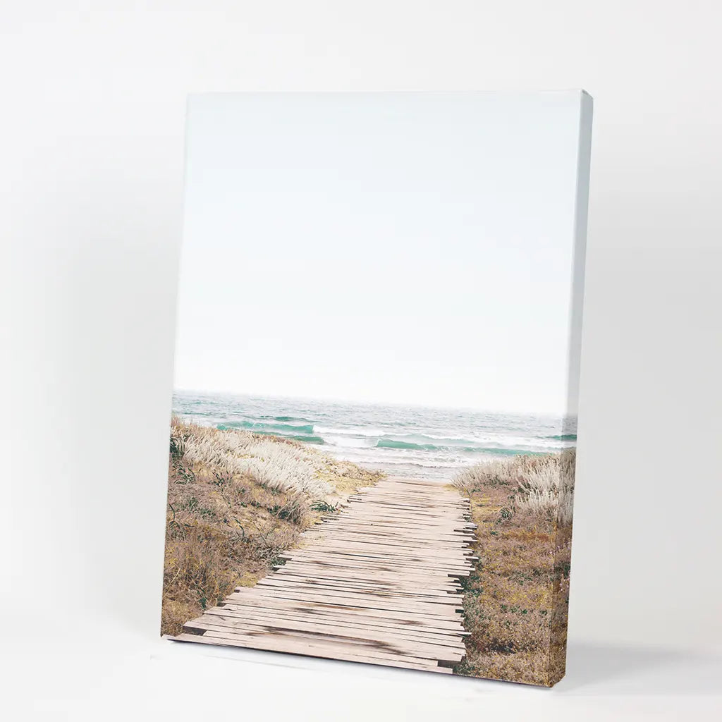 Pastel Beach Pathway Wall Decor. Modern Boho. Canvas Print