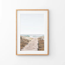 Load image into Gallery viewer, Pastel Beach Pathway Wall Decor. Modern Boho. Thin Wood Frame with Mat
