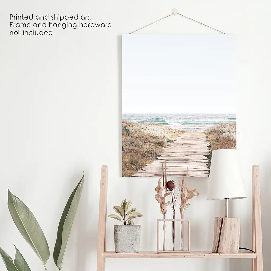 Pastel Beach Pathway Wall Decor. Modern Boho. Unframed Print