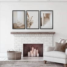 Load image into Gallery viewer, 3 Pieces Beige Aestethic Set. Eucalyptus, Stairway. Black Frames
