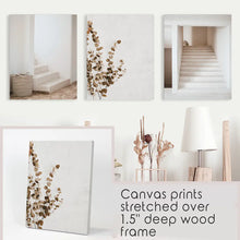 Load image into Gallery viewer, 3 Pieces Beige Aestethic Set. Eucalyptus, Stairway. Canvas Prints
