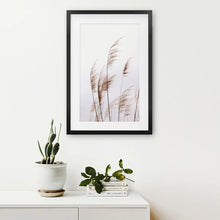 Load image into Gallery viewer, Beige Dried Grass Print. Summer Field. Black Frame with Mat
