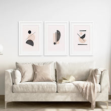 Load image into Gallery viewer, Mid-Century Modern Print Set: Beige &amp; Black Abstract Art
