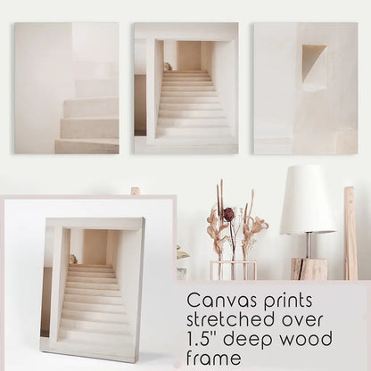 Beige Stairway Art Prints. Light Tones. Canvas Prints