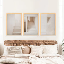 Load image into Gallery viewer, Beige Stairway Art Prints. Light Tones. Wood Frames
