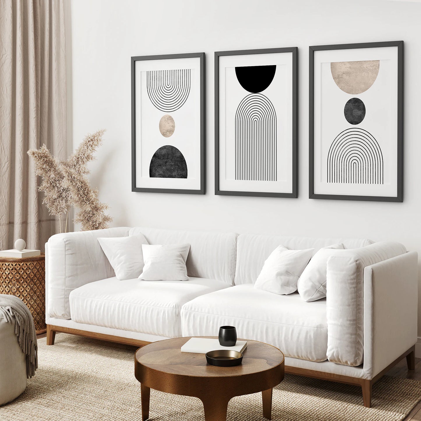 Neutral Mid-Century Modern Wall Art | Set of 3