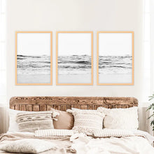 Load image into Gallery viewer, Black White Minimalist Beach Wave Wall Art. 3 Piece Decor
