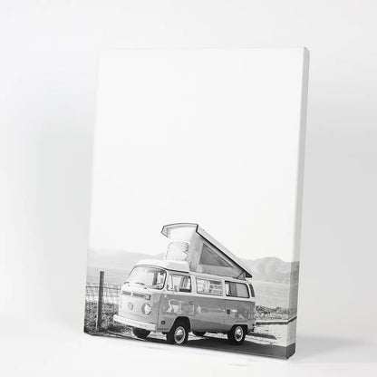 Black and White Hipster Van Poster. Summer Travel. Canvas Print