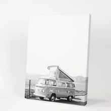 Load image into Gallery viewer, Black and White Hipster Van Poster. Summer Travel. Canvas Print
