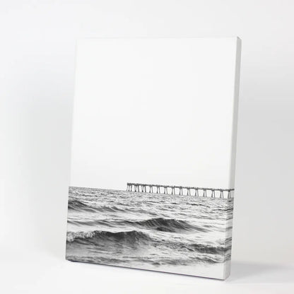 Black White Minimalistic Florida Beach Pier Poster. Canvas Print