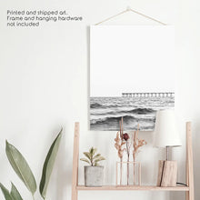 Load image into Gallery viewer, Black White Minimalistic Florida Beach Pier Poster. Unframed Print
