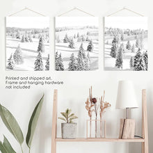 Load image into Gallery viewer, 3 Pieces Black White Winter Nordic Forest Wall Art Set. Unframed Prints
